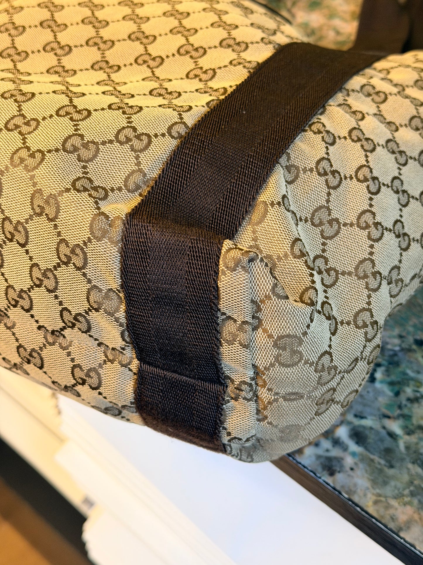 GUCCI BROWN MONOGRAM SHOPPING TOTE