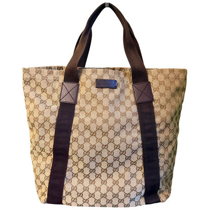 GUCCI BROWN MONOGRAM SHOPPING TOTE