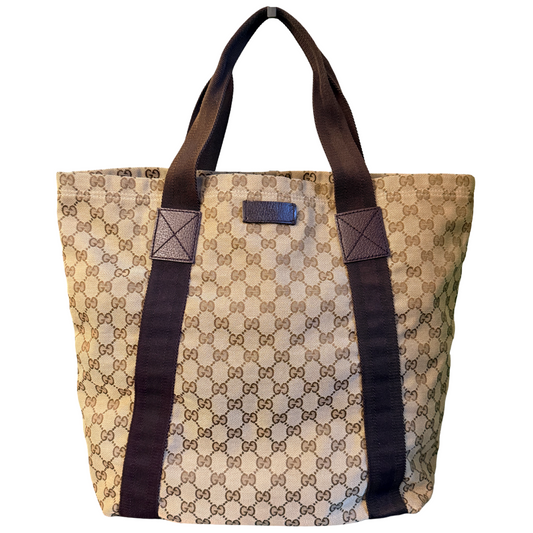 GUCCI BROWN MONOGRAM SHOPPING TOTE