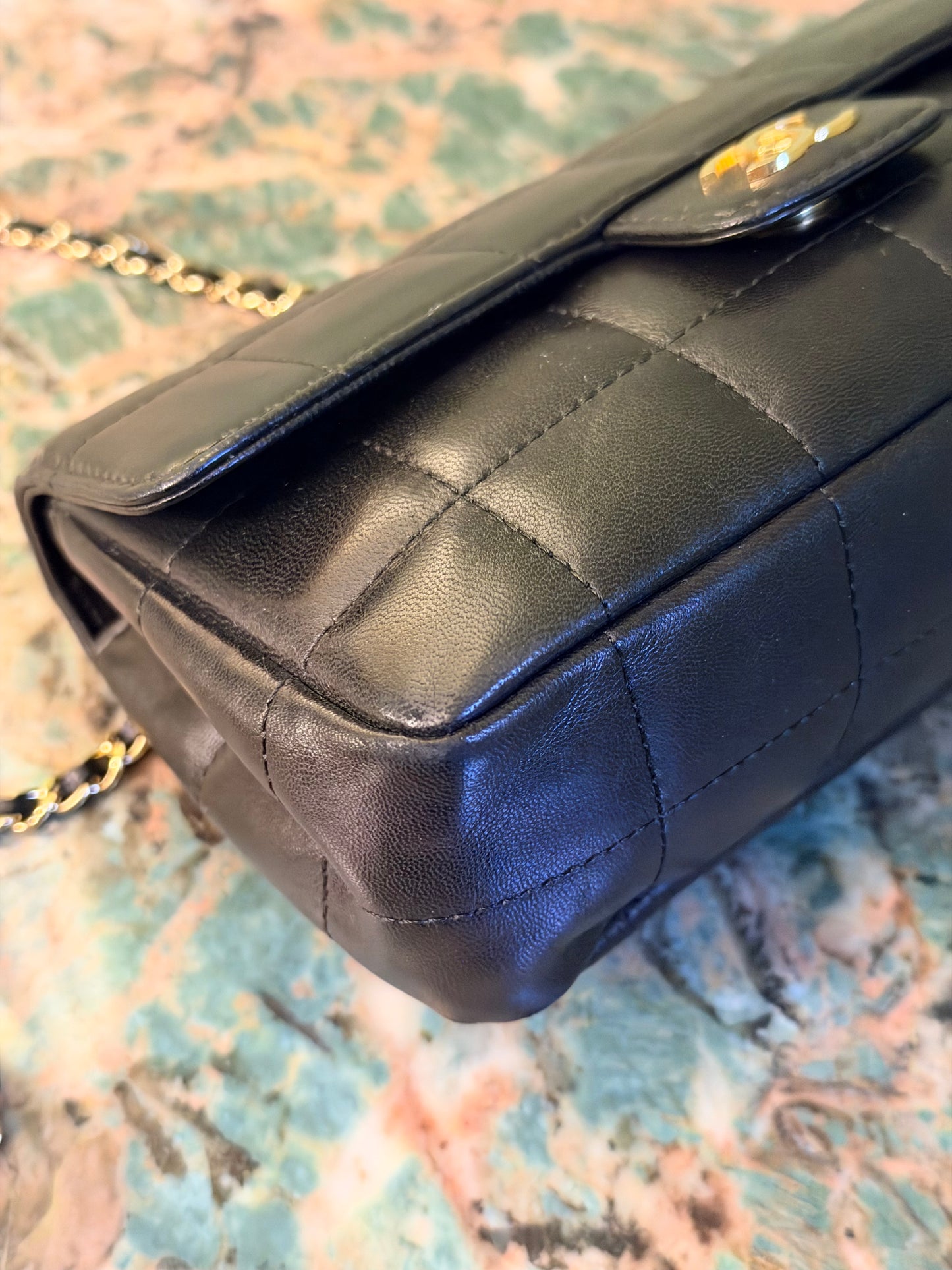 CHANEL BLACK LAMBSKIN MINI CHOCOLATE BAR CROSSBODY BAG