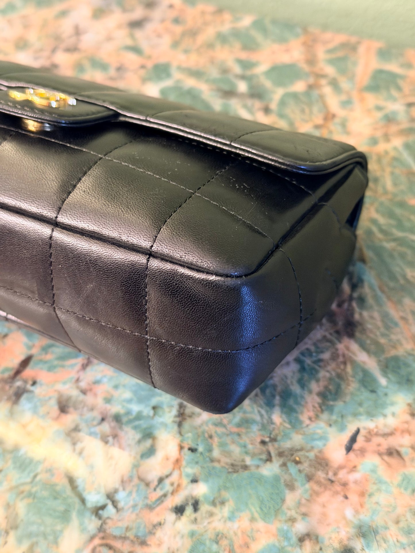 CHANEL BLACK LAMBSKIN MINI CHOCOLATE BAR CROSSBODY BAG