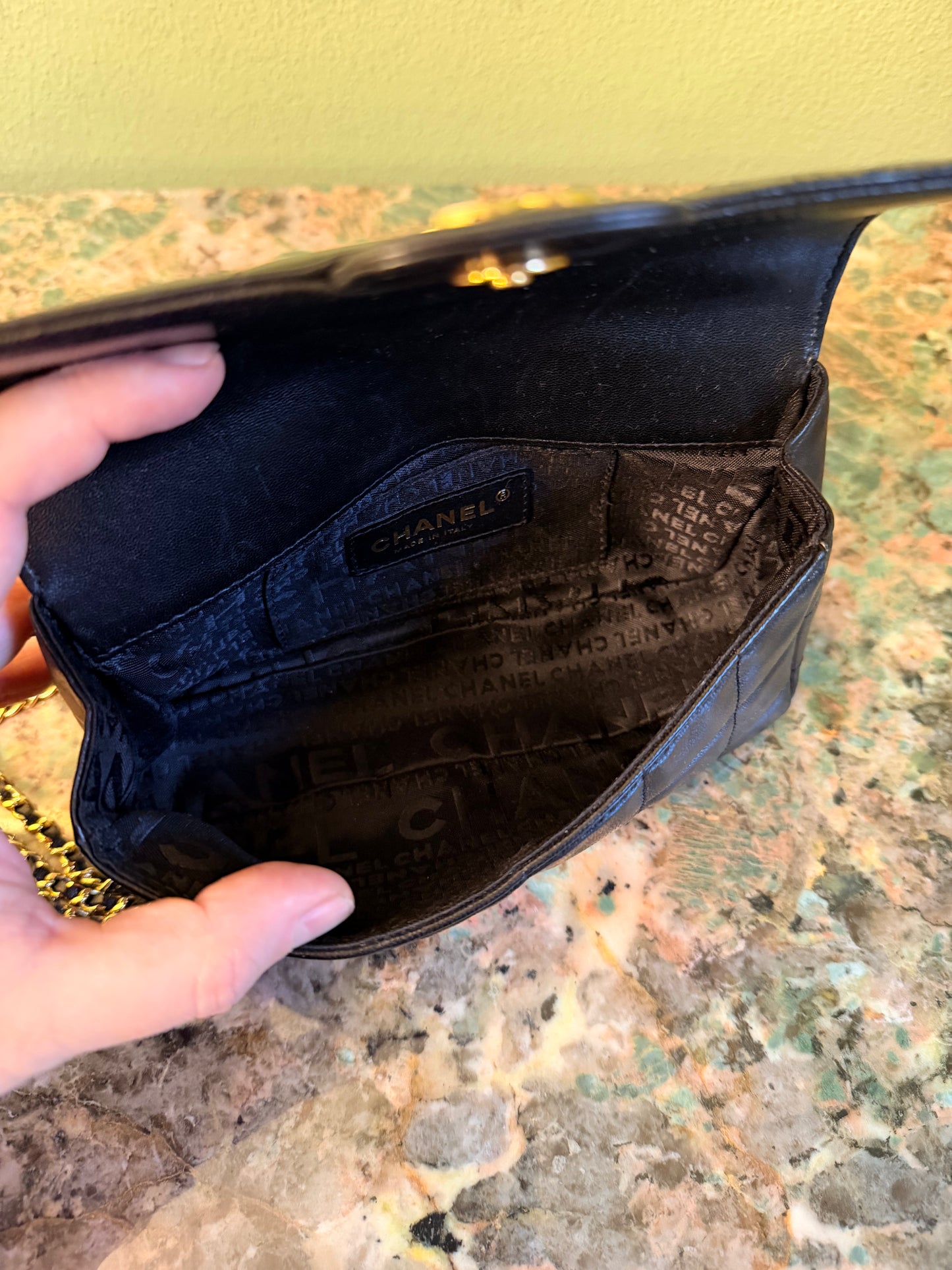 CHANEL BLACK LAMBSKIN MINI CHOCOLATE BAR CROSSBODY BAG