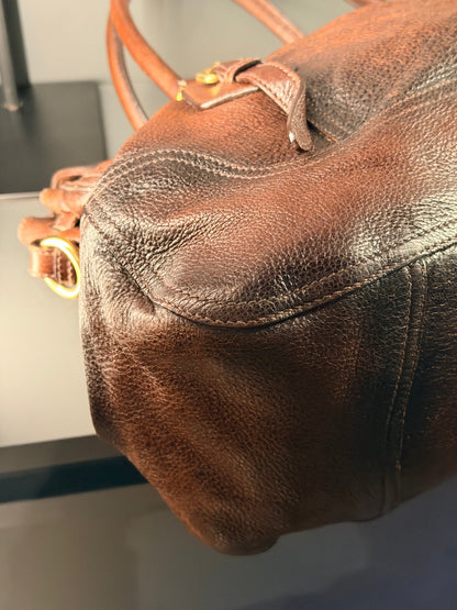 PRADA BROWN CERVO ANTIK TWO WAY HANDBAG