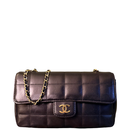 CHANEL BLACK LAMBSKIN MINI CHOCOLATE BAR CROSSBODY BAG