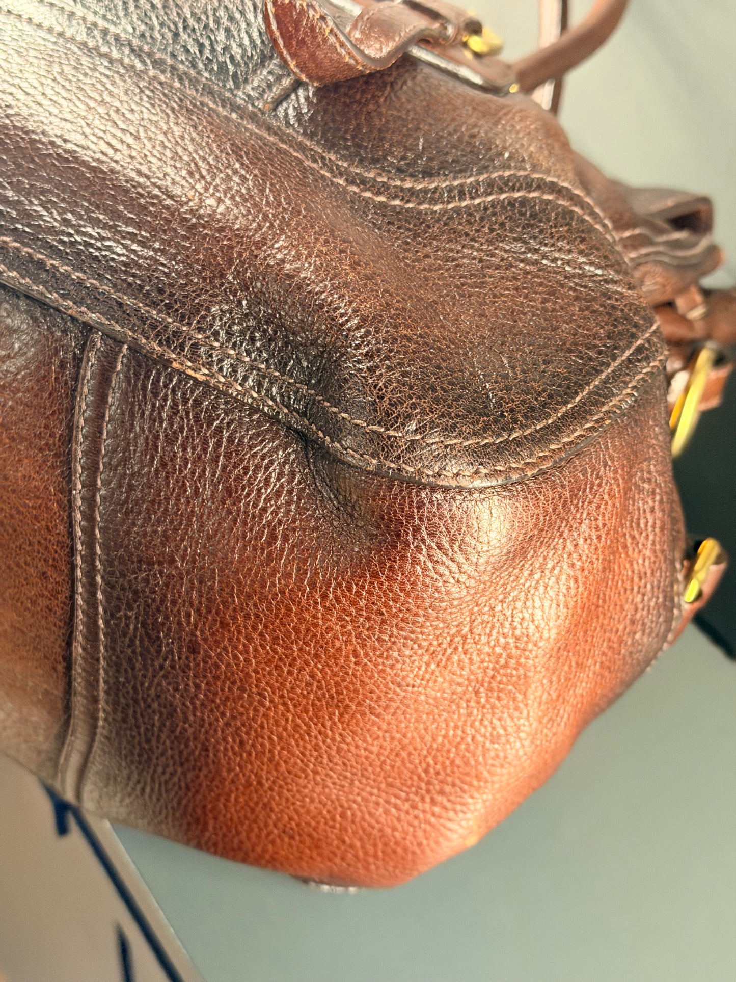 PRADA BROWN CERVO ANTIK TWO WAY HANDBAG