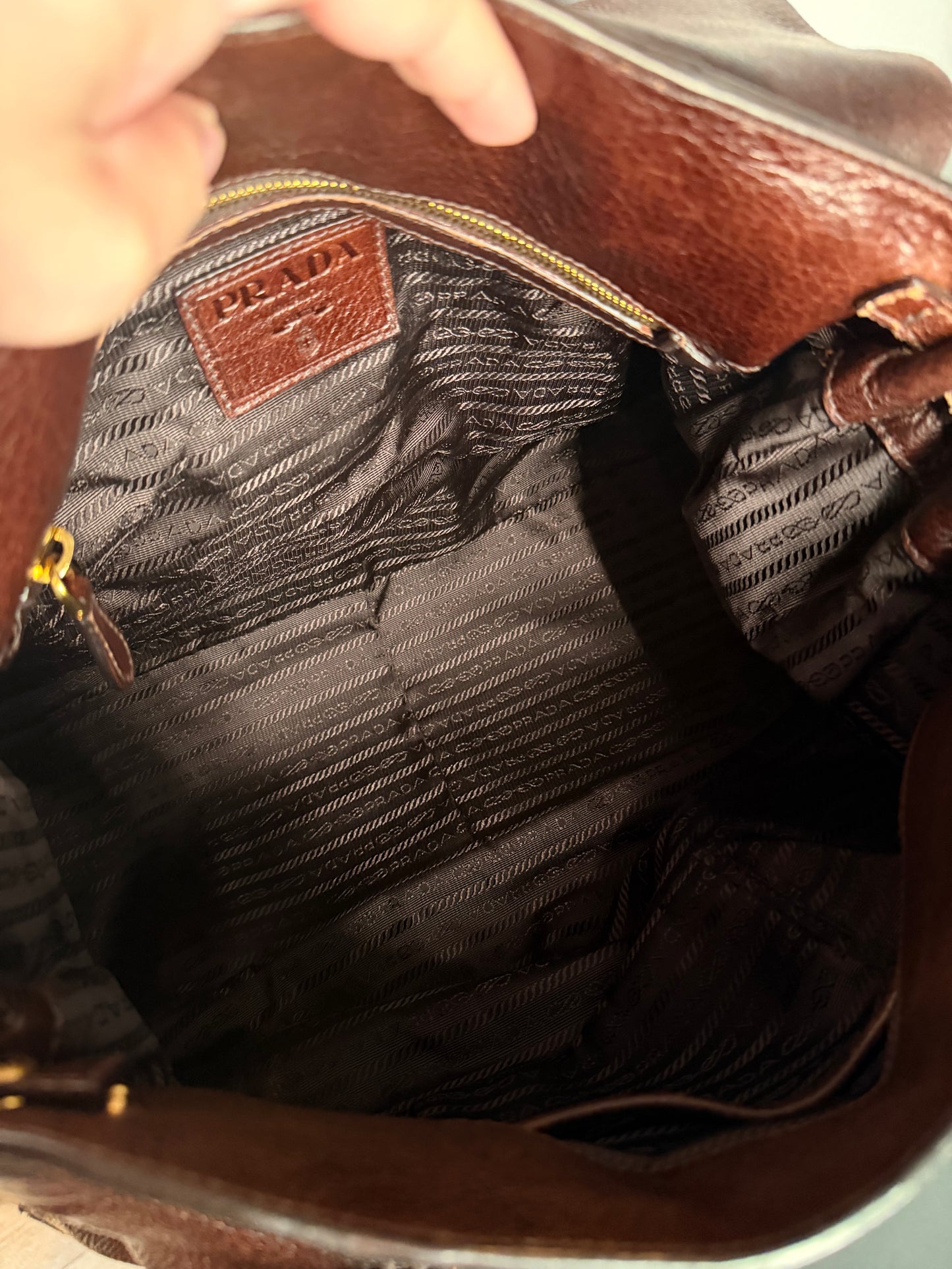 PRADA BROWN CERVO ANTIK TWO WAY HANDBAG