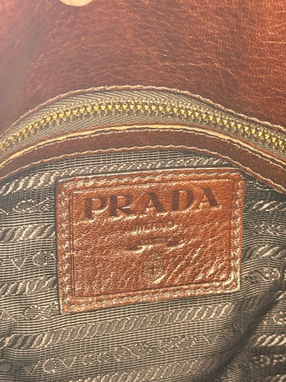 PRADA BROWN CERVO ANTIK TWO WAY HANDBAG