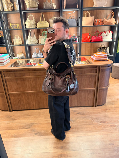 PRADA BROWN CERVO ANTIK TWO WAY HANDBAG