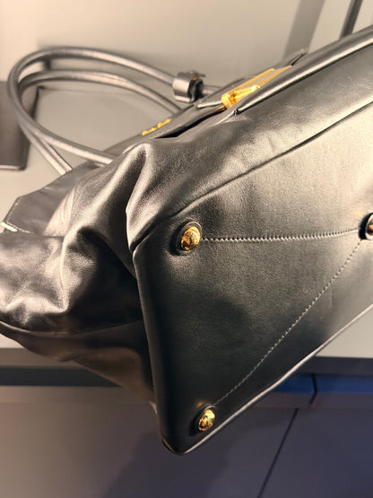 MIU MIU BLACK MADRAS TWO WAY HANDBAG