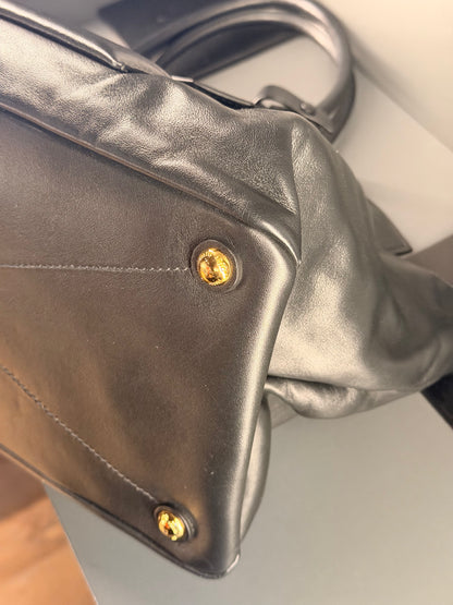 MIU MIU BLACK MADRAS TWO WAY HANDBAG