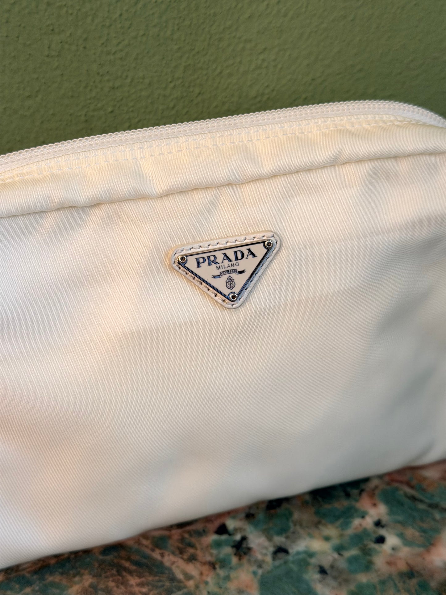 PRADA WHITE NYLON SMALL BEAUTY CASE