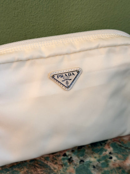 PRADA WHITE NYLON SMALL BEAUTY CASE
