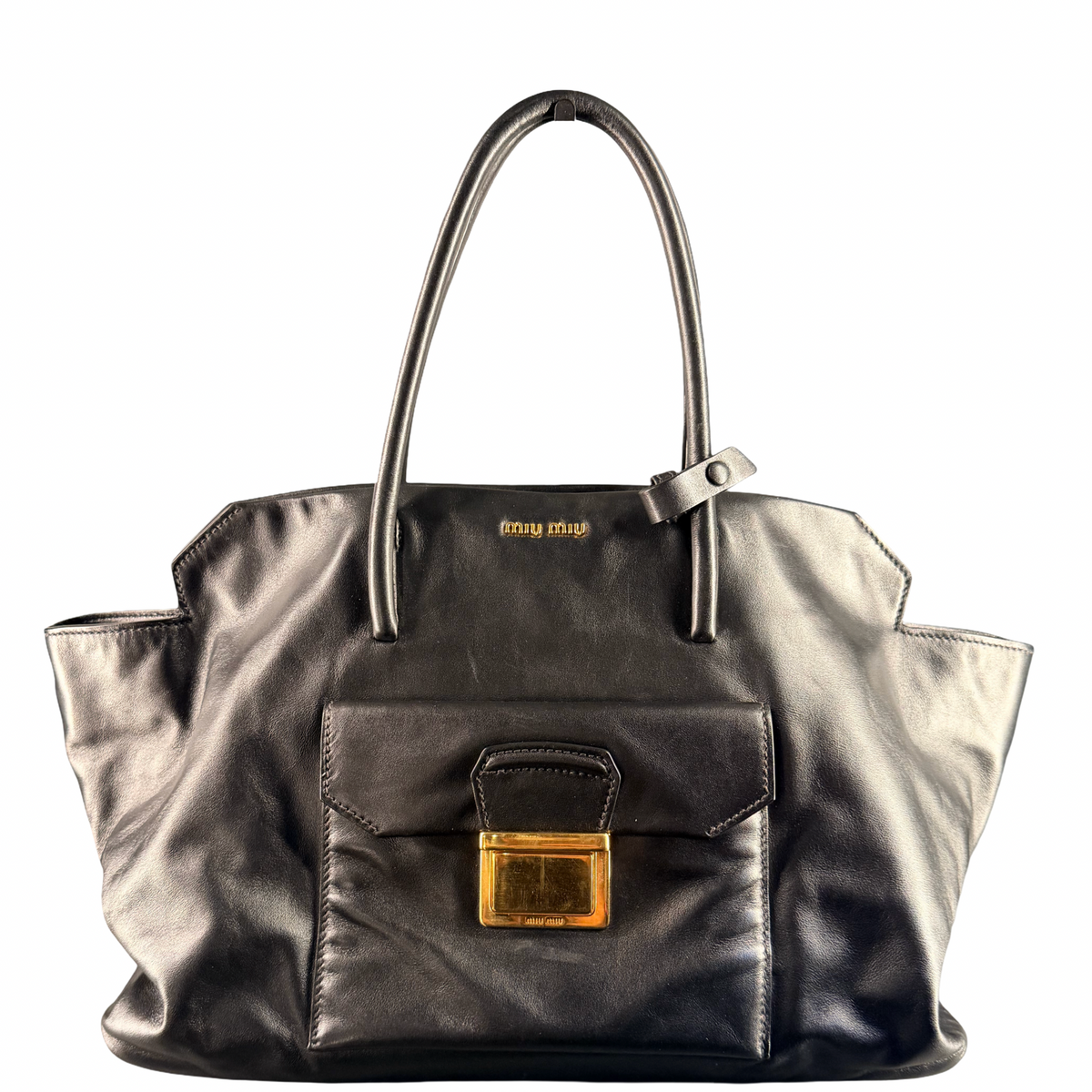MIU MIU BLACK MADRAS TWO WAY HANDBAG