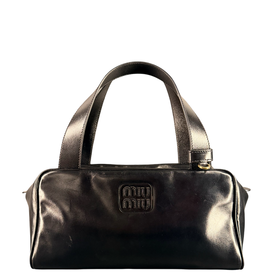 MIU MIU BLACK SOFT LUX BAULETTO HANDBAG