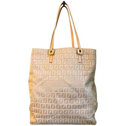 FENDI BEIGE ZUCCHINO VERTICAL TOTE HANDBAG