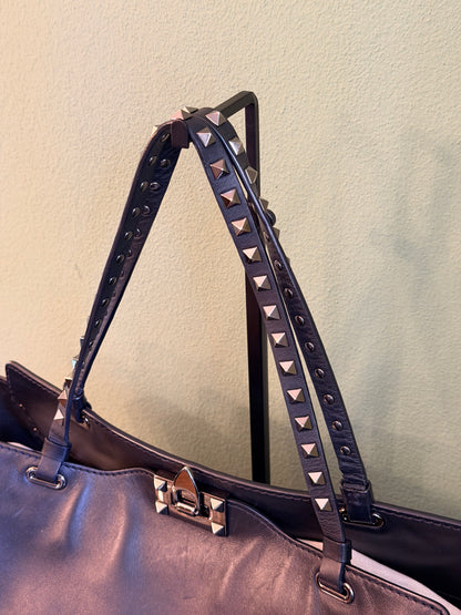 VALENTINO SO BLACK LARGE ROCKSTUD SHOPPER