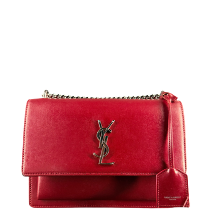 SAINT LAURENT BURGUNDY MEDIUM SUNSET SHOULDER BAG