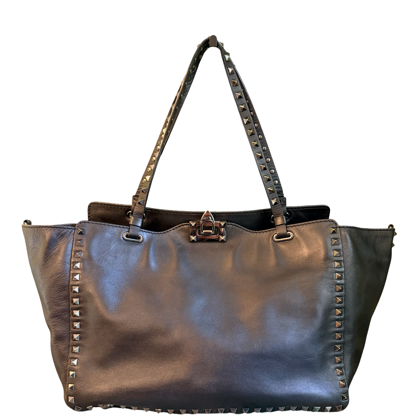 VALENTINO SO BLACK LARGE ROCKSTUD SHOPPER
