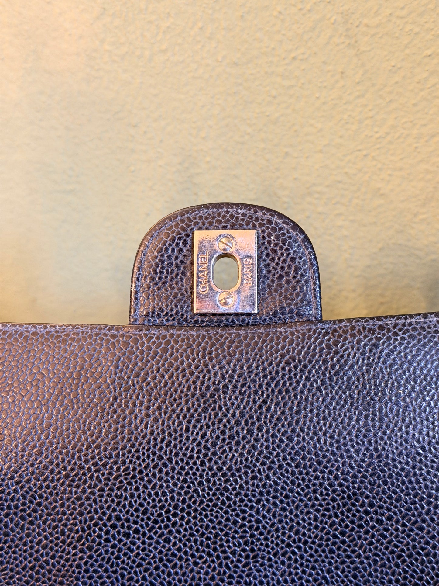 CHANEL BLACK CAVIAR SINGLE FLAP TIMELESS JUMBO SHOULDER BAG