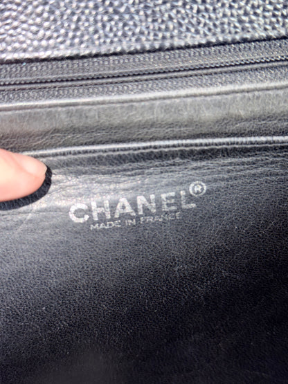 CHANEL BLACK CAVIAR SINGLE FLAP TIMELESS JUMBO SHOULDER BAG