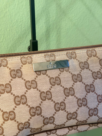 GUCCI BROWN MONOGRAM BOAT HANDBAG