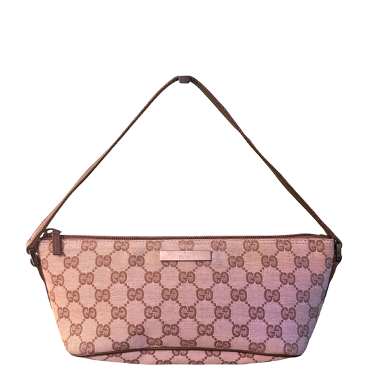 GUCCI BROWN MONOGRAM BOAT HANDBAG