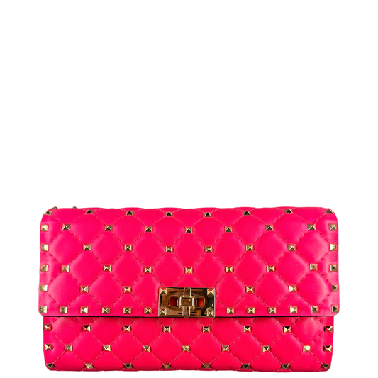 VALENTINO HOT PINK ROCKSTUD SPIKE CROSSBODY BAG