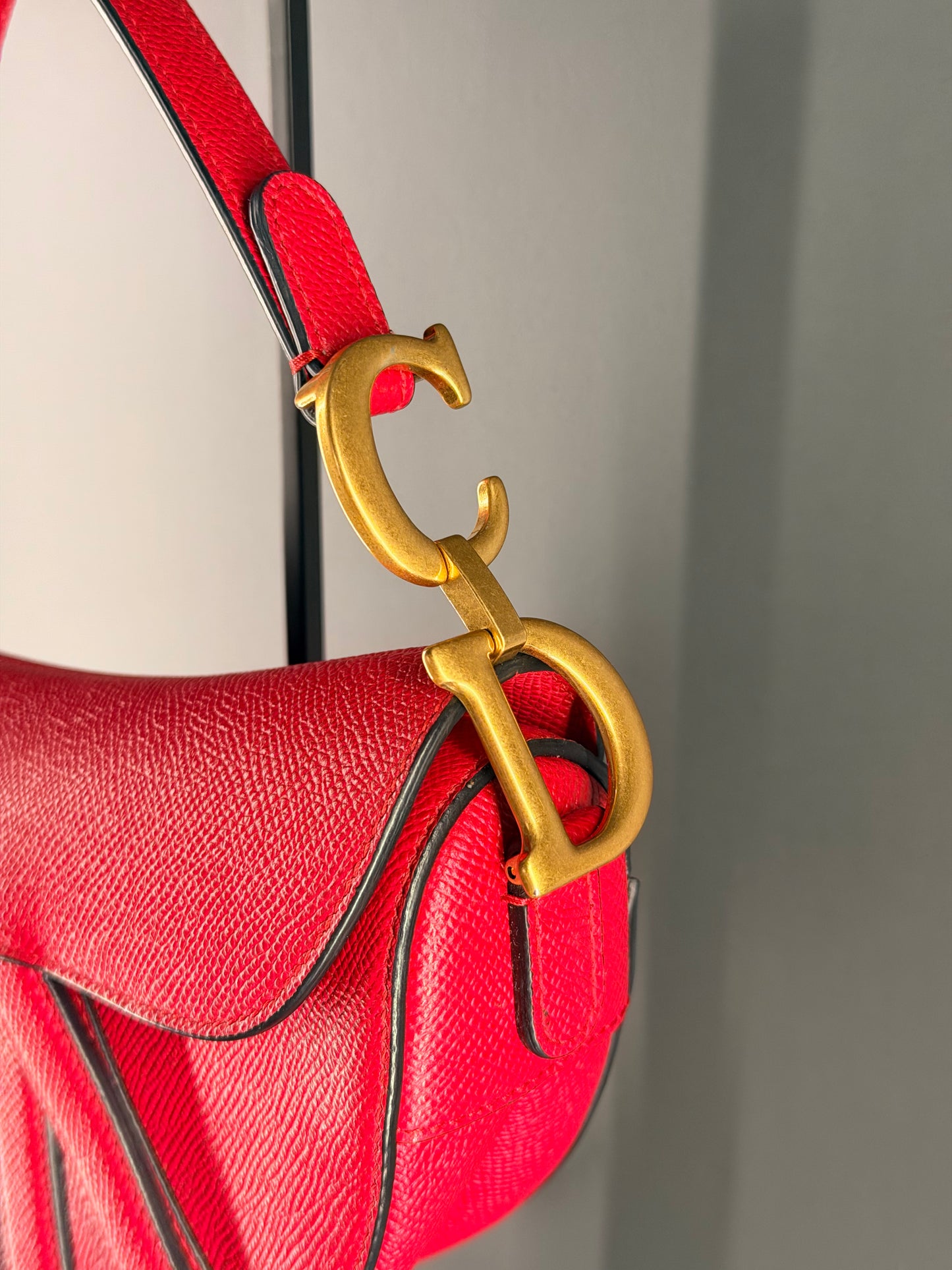 DIOR RED MINI SADDLE CROSSBDOY BAG