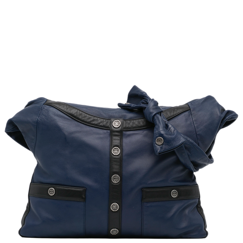 CHANEL BLACK & NAVY LARGE GIRL JACKET CROSSBODY BAG