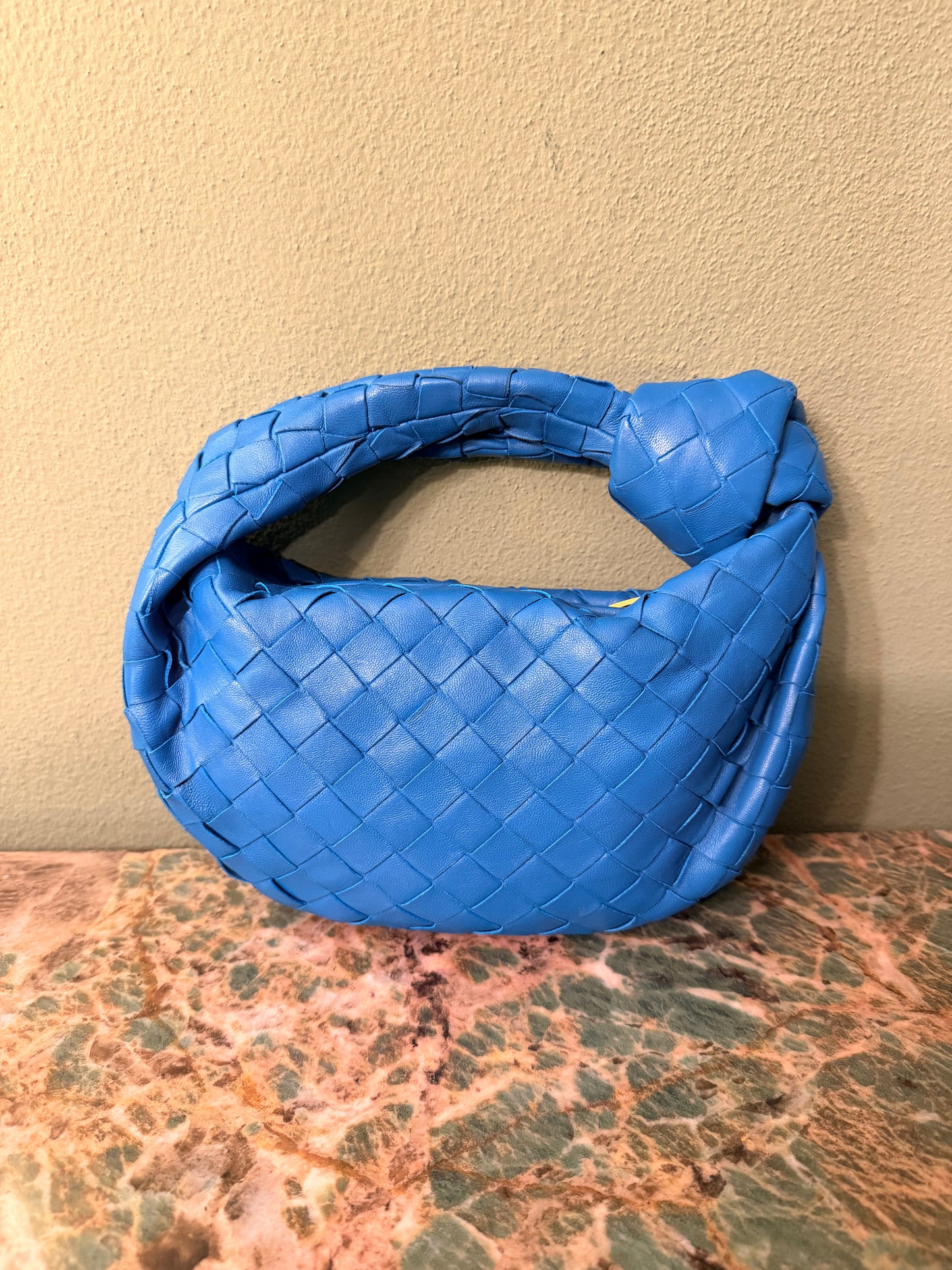 BOTTEGA VENETA BLUE MINI JODIE HANDBAG