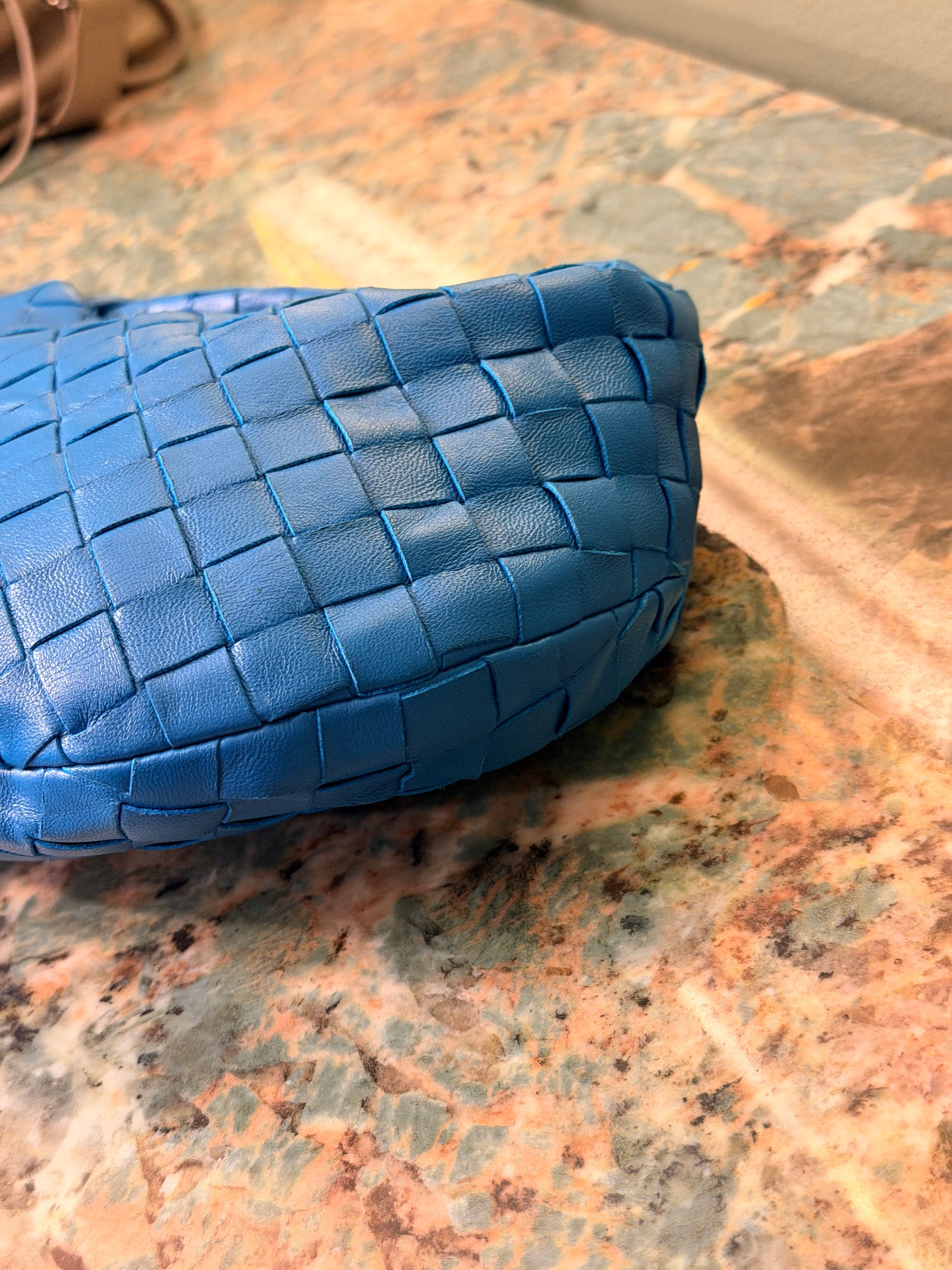 BOTTEGA VENETA BLUE MINI JODIE HANDBAG