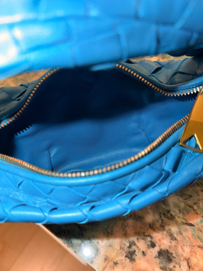 BOTTEGA VENETA BLUE MINI JODIE HANDBAG