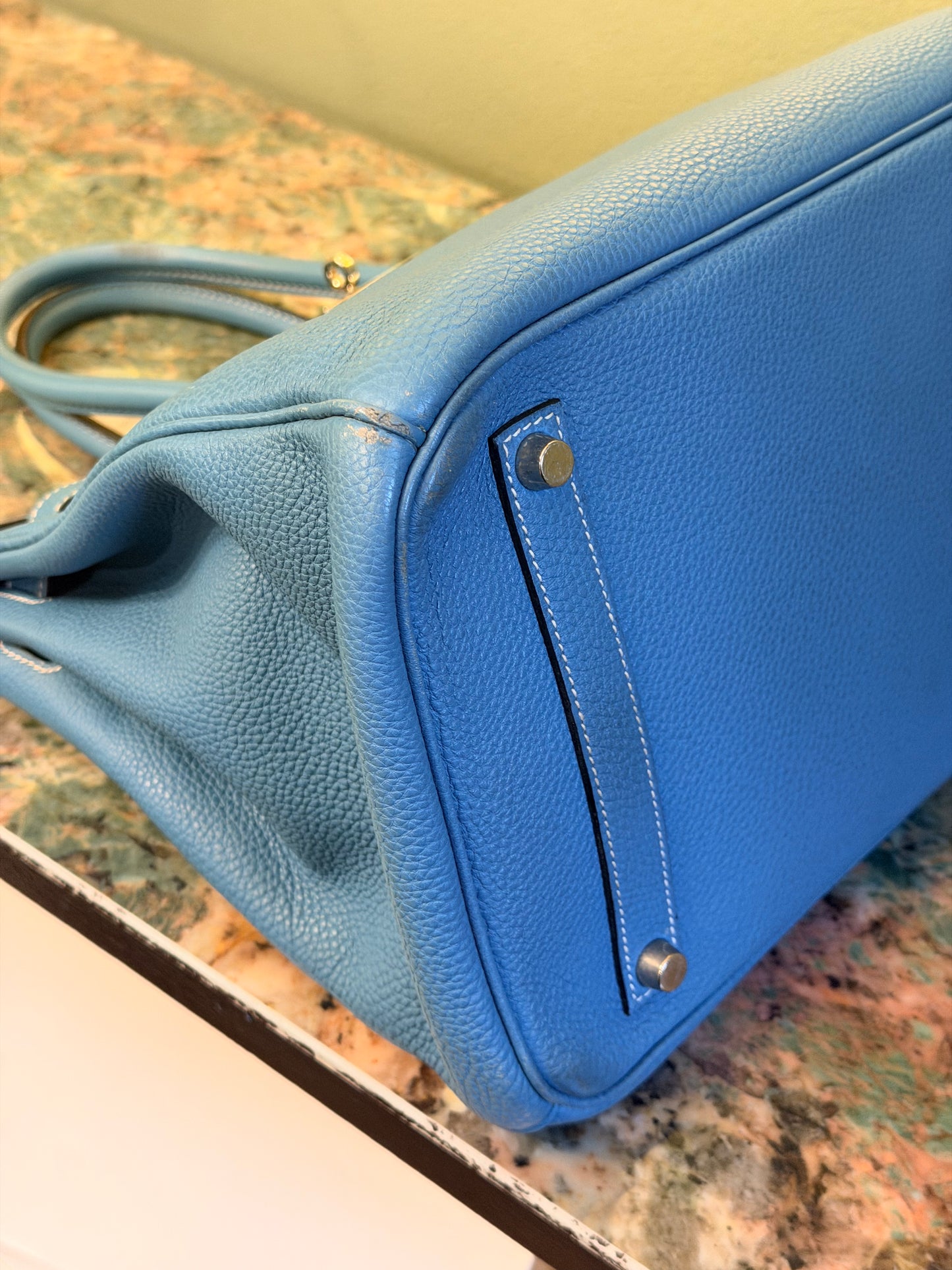 HERMÈS BLUE JEAN TOGO BIRKIN 35 HANDBAG