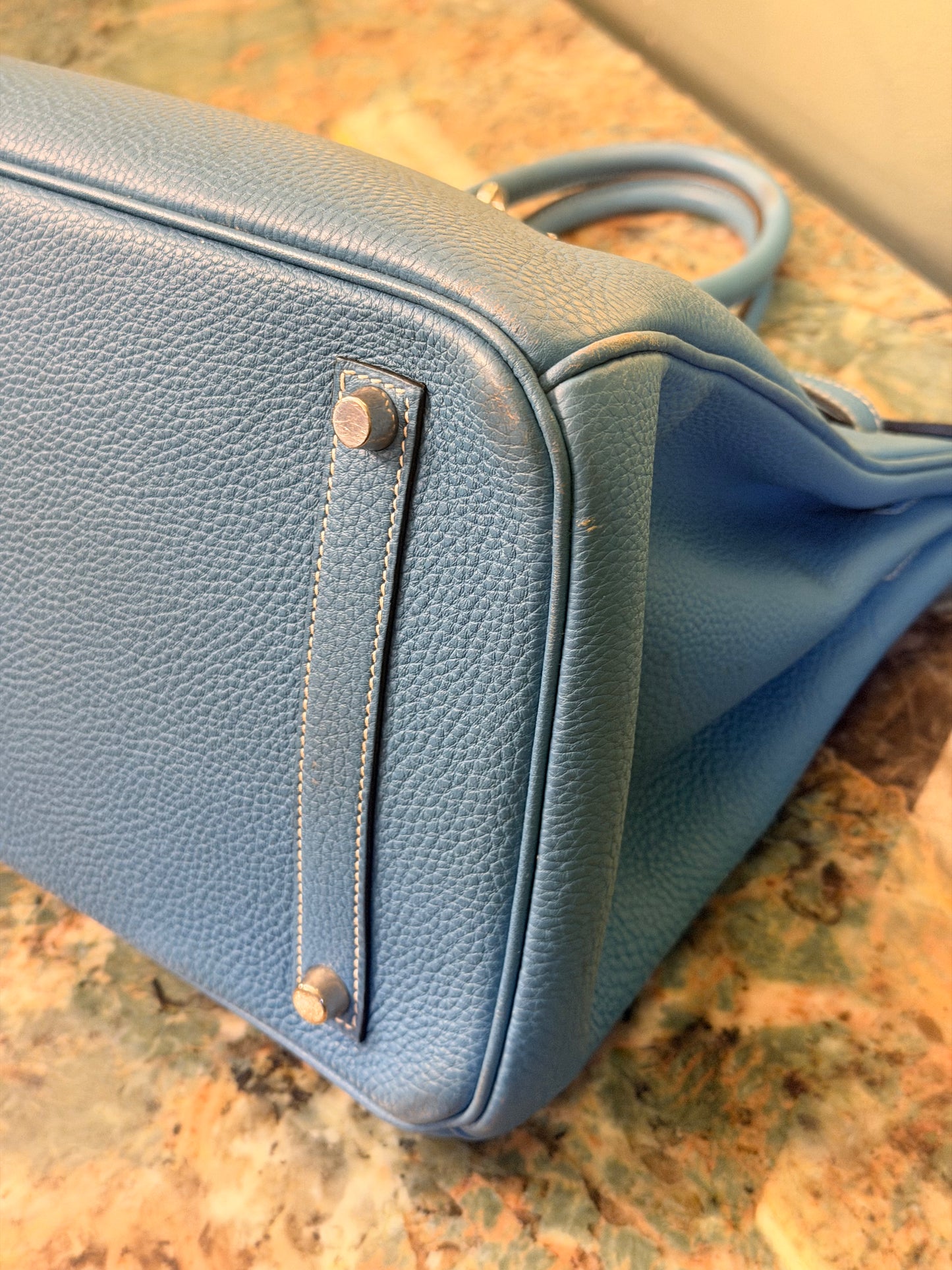 HERMÈS BLUE JEAN TOGO BIRKIN 35 HANDBAG