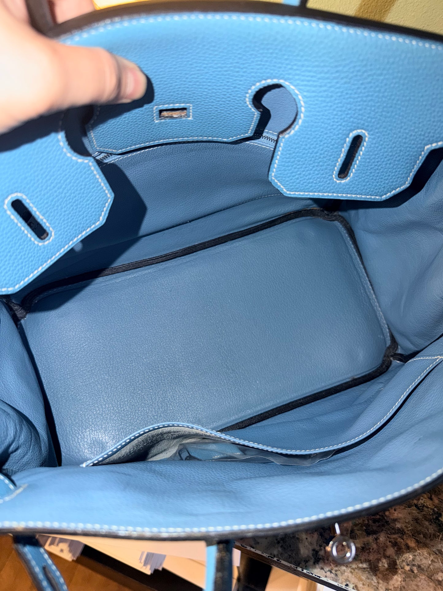 HERMÈS BLUE JEAN TOGO BIRKIN 35 HANDBAG