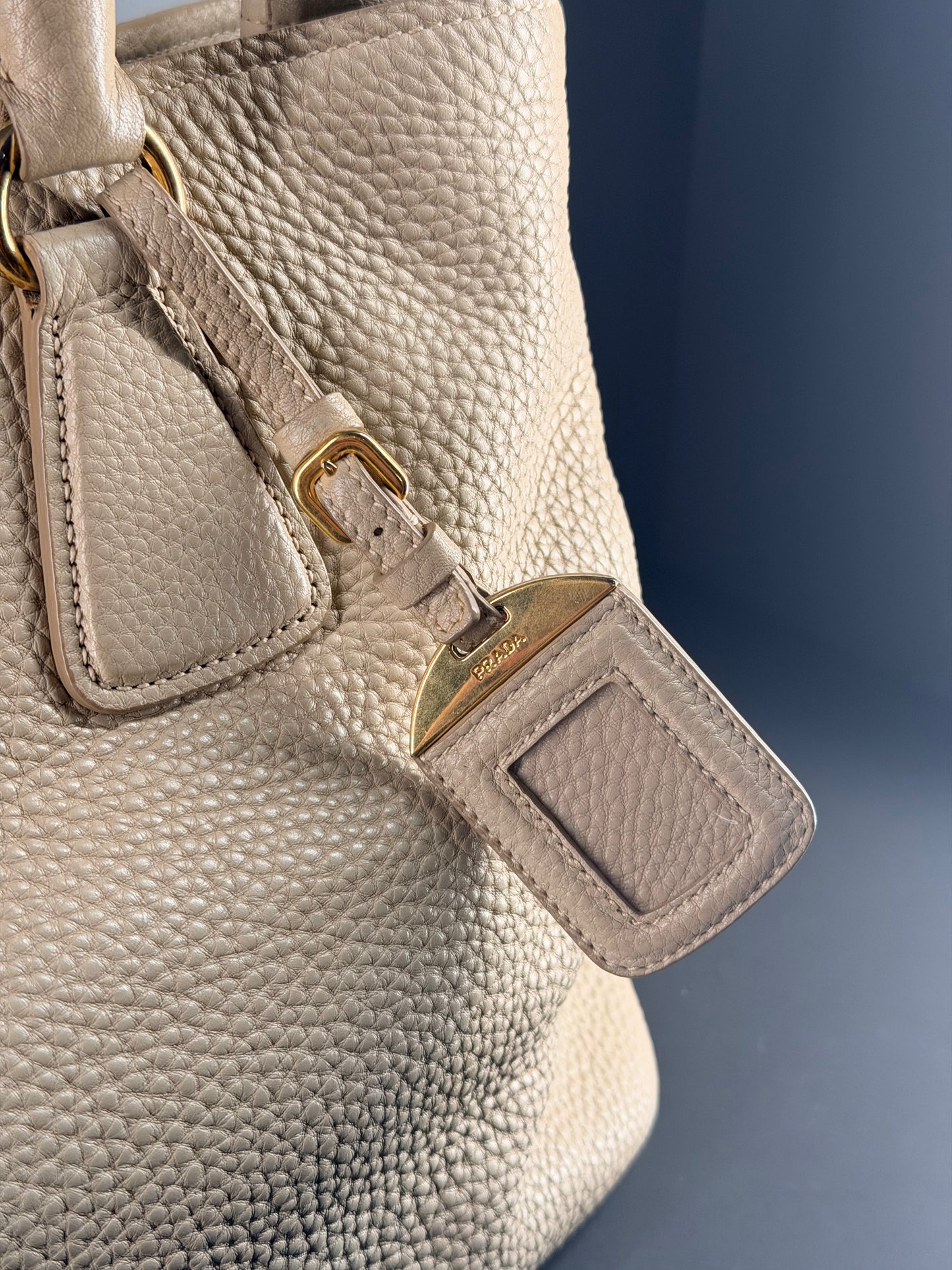 PRADA BEIGE VITELLO DAINO TWO WAY HANDBAG