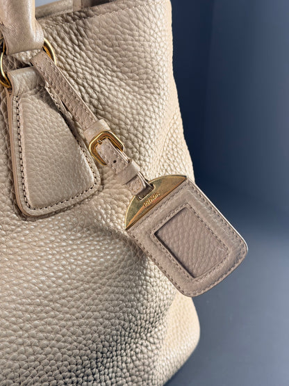 PRADA BEIGE VITELLO DAINO TWO WAY HANDBAG