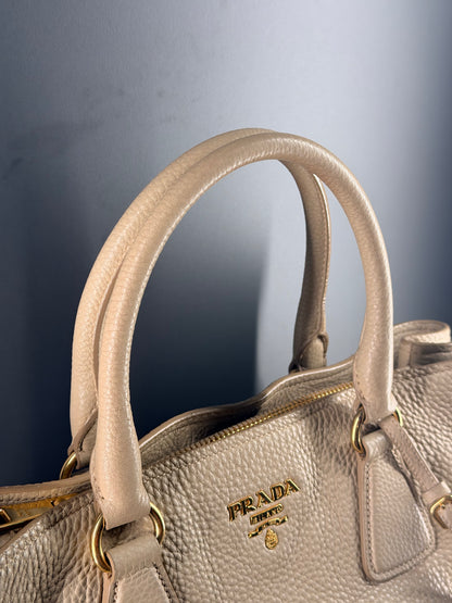 PRADA BEIGE VITELLO DAINO TWO WAY HANDBAG