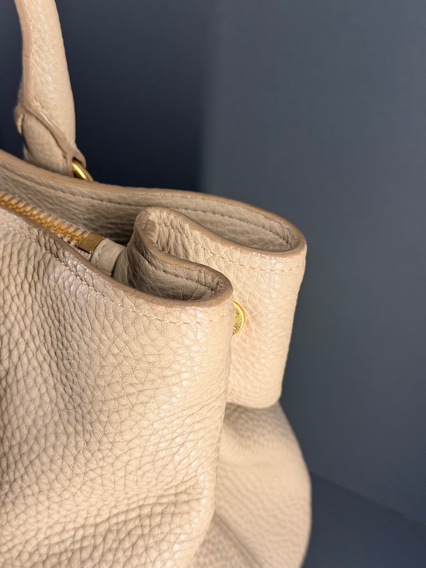 PRADA BEIGE VITELLO DAINO TWO WAY HANDBAG