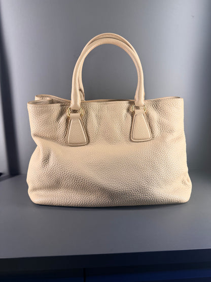 PRADA BEIGE VITELLO DAINO TWO WAY HANDBAG