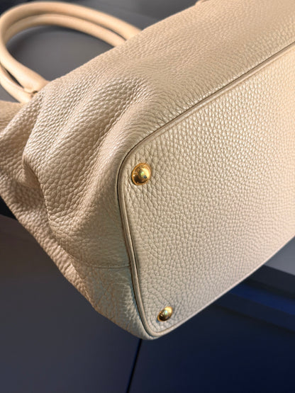 PRADA BEIGE VITELLO DAINO TWO WAY HANDBAG