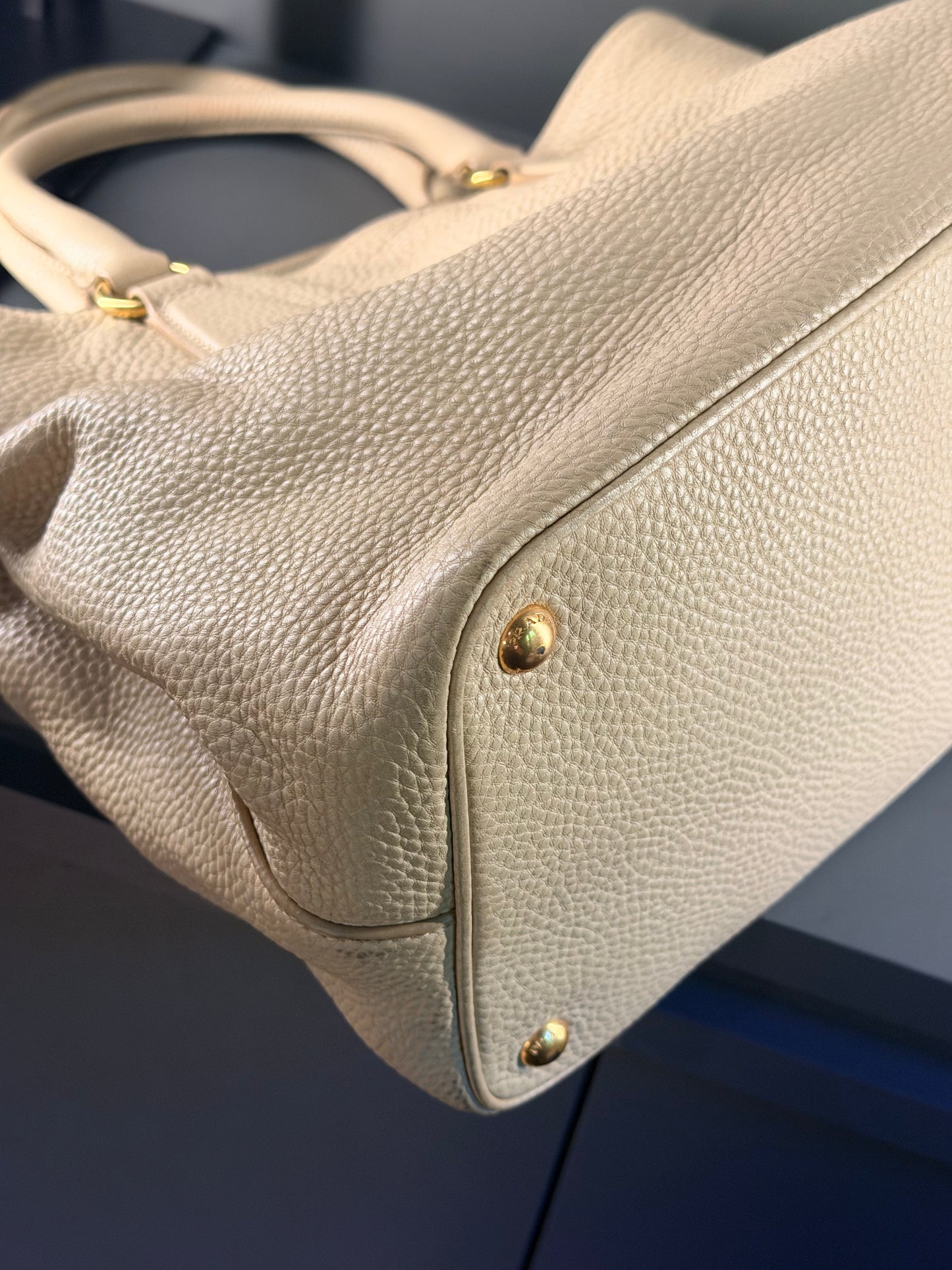 PRADA BEIGE VITELLO DAINO TWO WAY HANDBAG