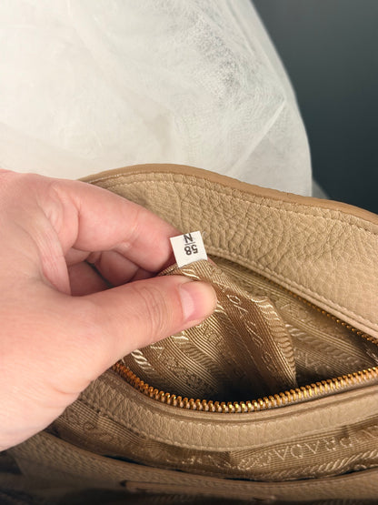 PRADA BEIGE VITELLO DAINO TWO WAY HANDBAG