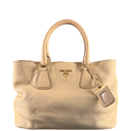 PRADA BEIGE VITELLO DAINO TWO WAY HANDBAG