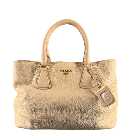 PRADA BEIGE VITELLO DAINO TWO WAY HANDBAG