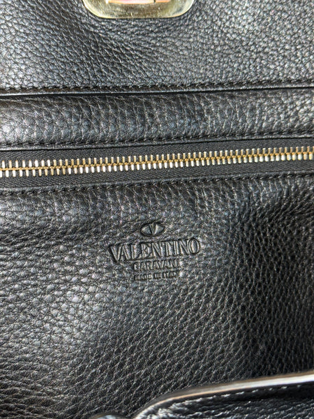 VALENTINO BLACK ROCKSTUD SHOPPING TOTE