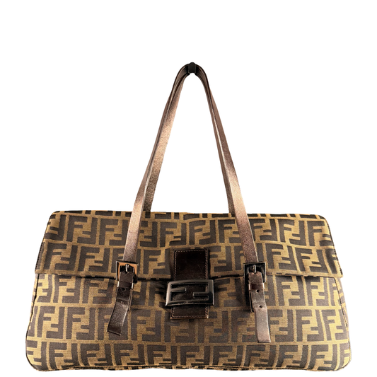 FENDI ZUCCA EAST WEST LARGE SHOULDER BAG