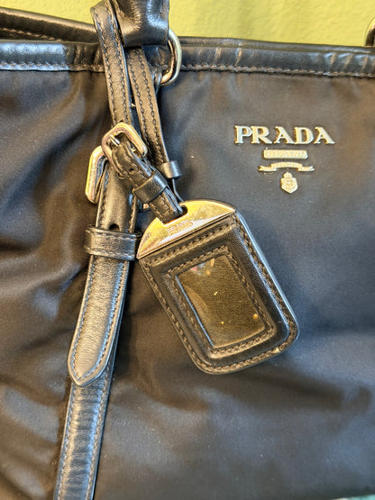 PRADA BLACK NYLON TWO WAY HANDBAG