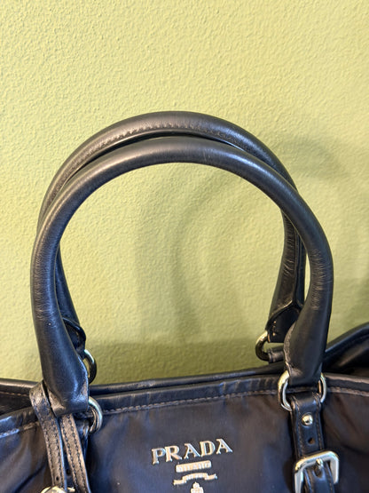 PRADA BLACK NYLON TWO WAY HANDBAG