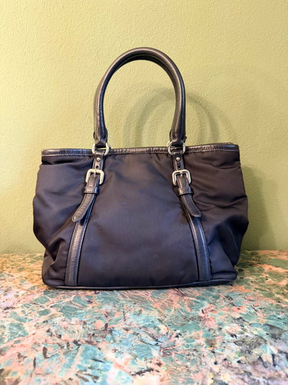 PRADA BLACK NYLON TWO WAY HANDBAG